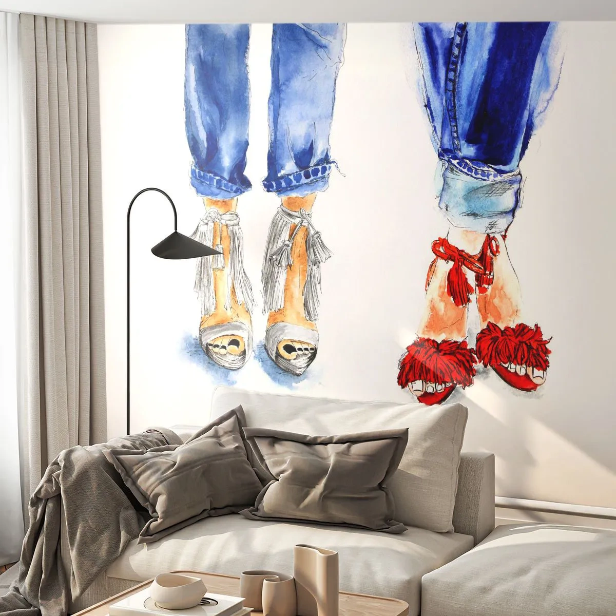 Fototapeta Premium Canvas - Možná bychom šli na procházku? - Žena, Móda, Obuv - 400x280 cm