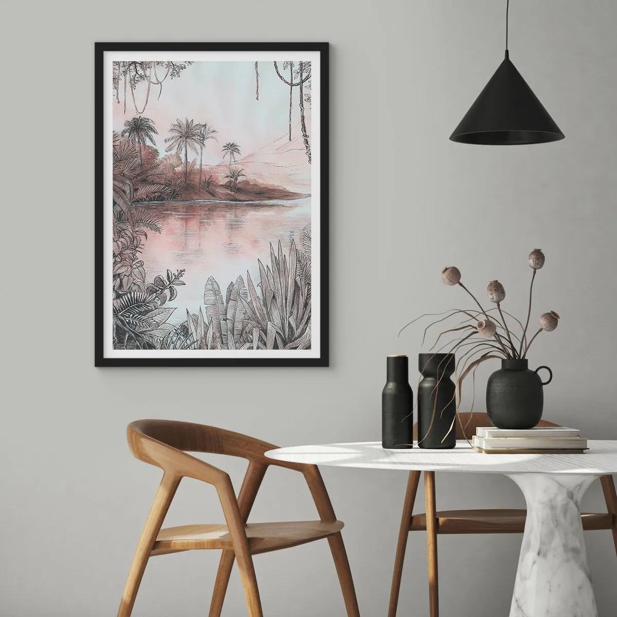 Plakát v černém rámu - Deník cestovatele z 19. století - 61x91 cm