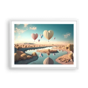 Plakát v bílém rámu - Láska tě nechá vzlétnout - 70x50 cm