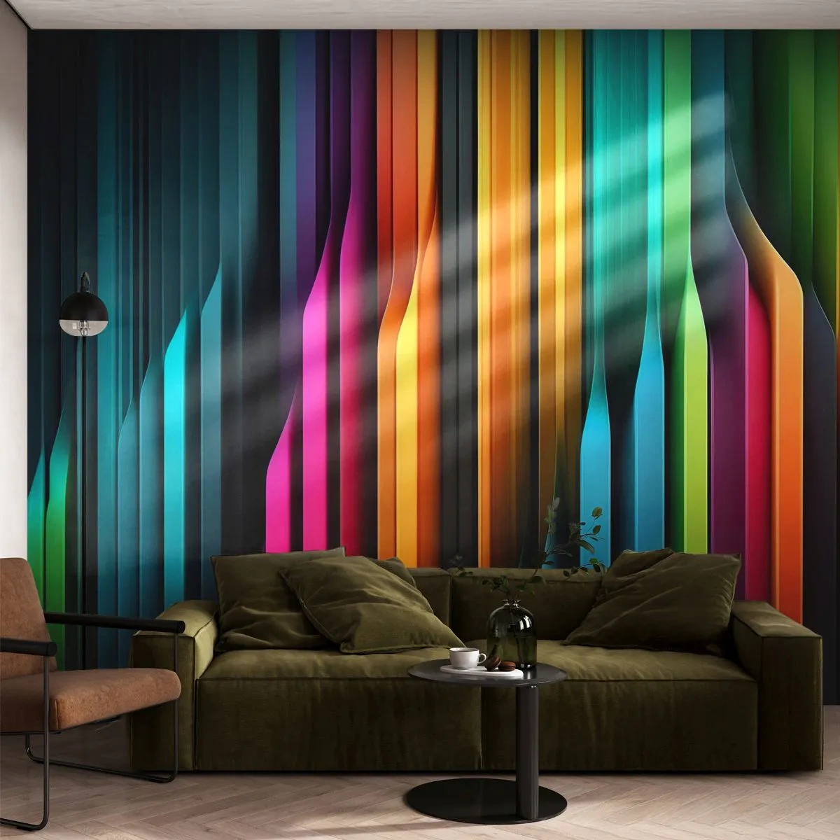 Fototapeta Premium Canvas - Světelné varhany - Barvitý, Čáry, Abstrakce - 250x175 cm