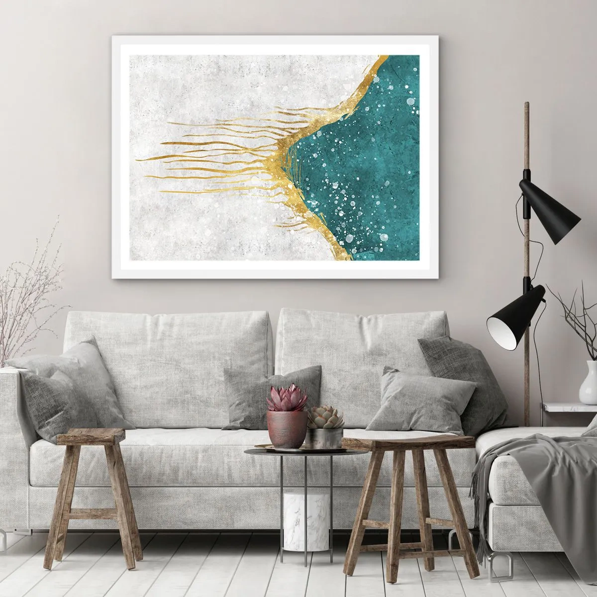 Plakát v bílém rámu - Zlatý příliv - 100x70 cm