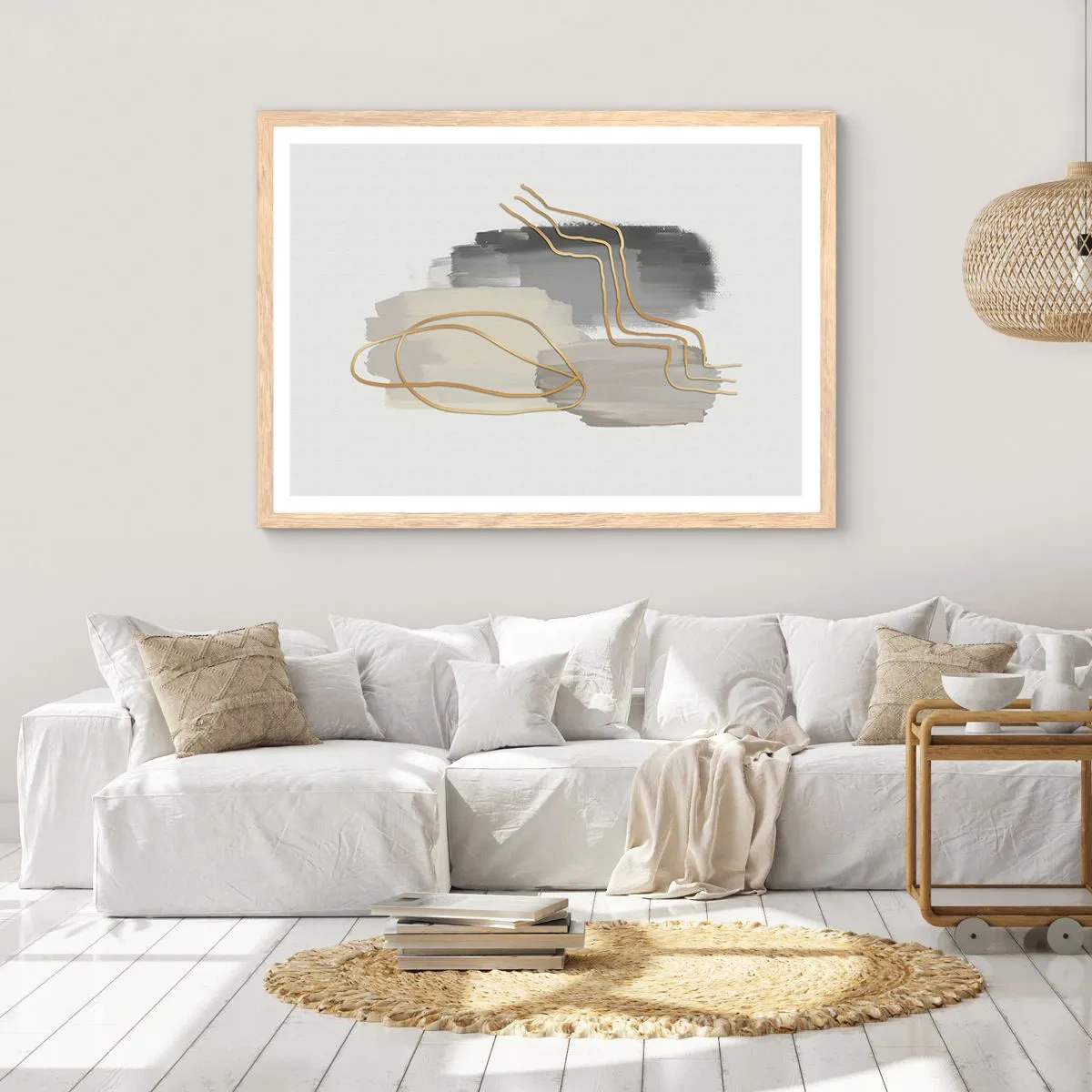 Plakát v rámu světlý dub - Trvání a pohyb - 100x70 cm