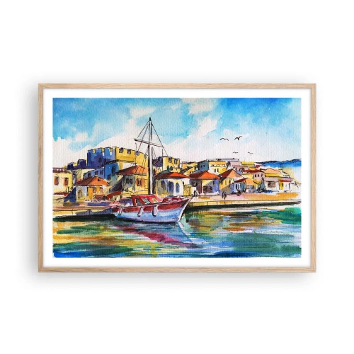 Plakát v rámu světlý dub - Duhové odpoledne - 91x61 cm