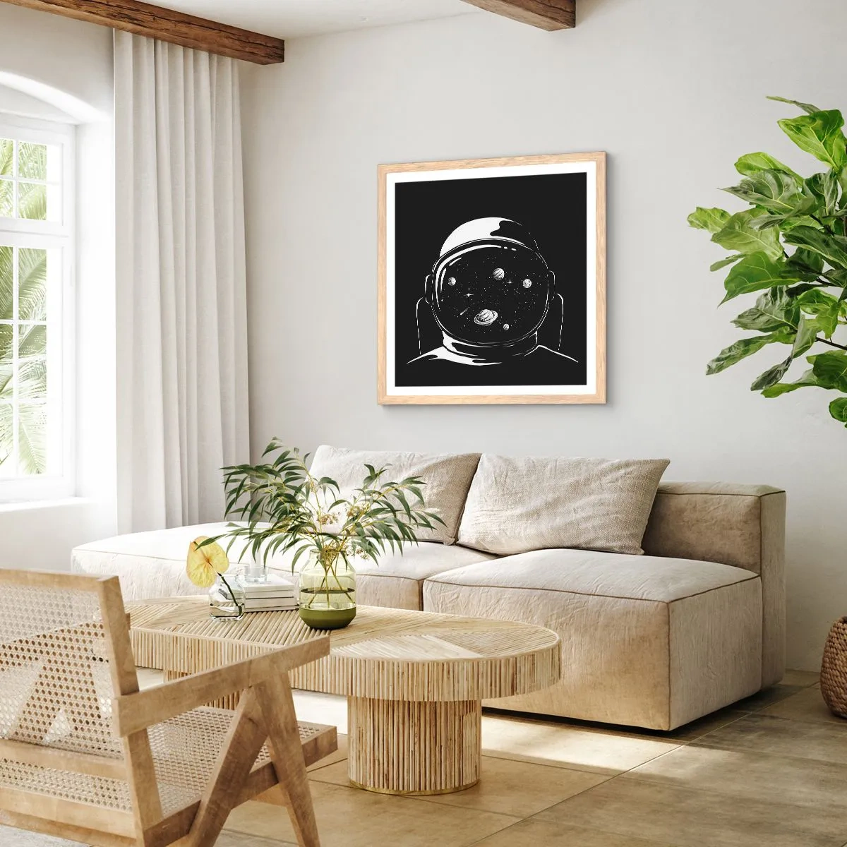 Plakát v rámu světlý dub - Skvělý výhled - 40x40 cm