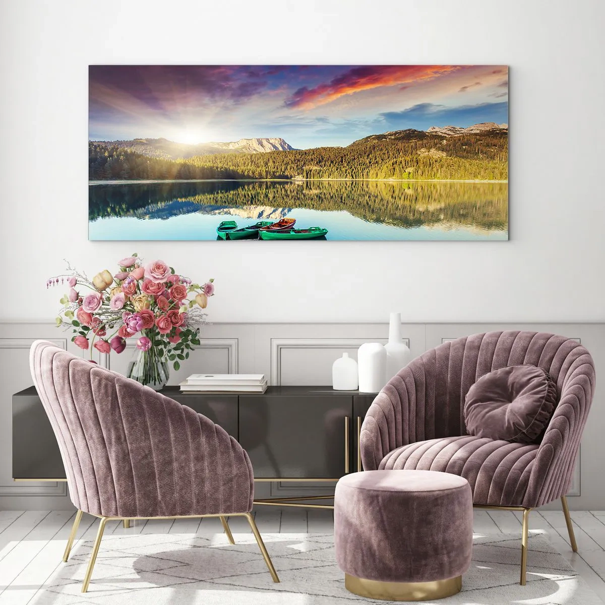 Obraz na skle - U vody hladké jako zrcadlo - 100x40 cm