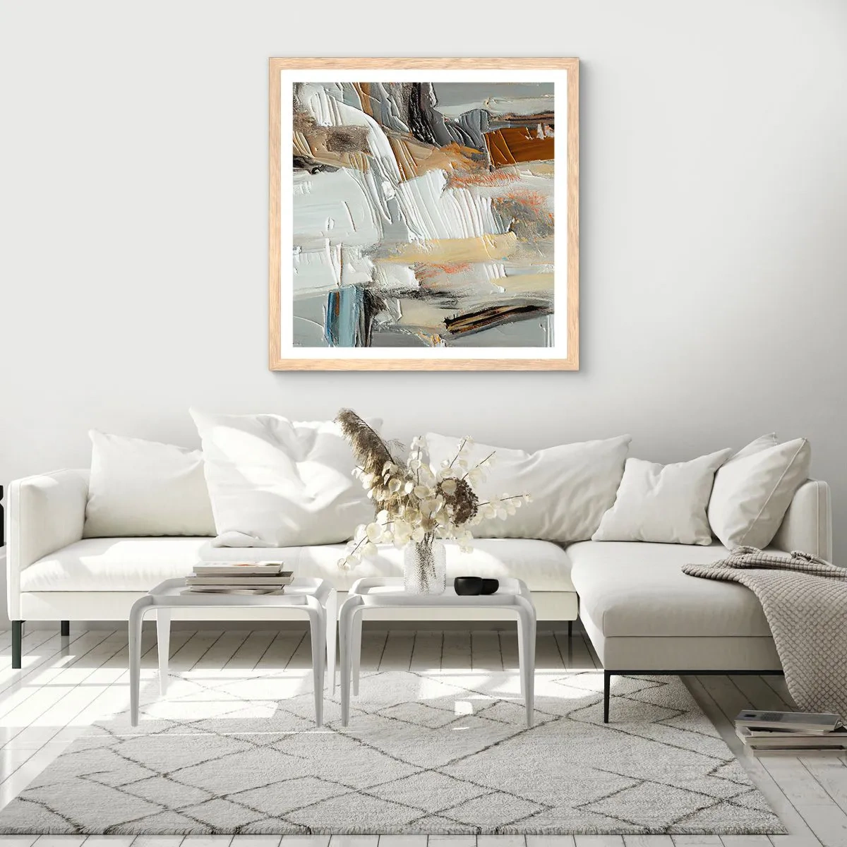 Plakát v rámu světlý dub - Barevné nahromadění - 30x30 cm