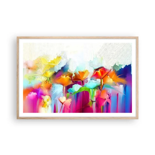 Plakát v rámu světlý dub - Duha rozkvetla - 91x61 cm
