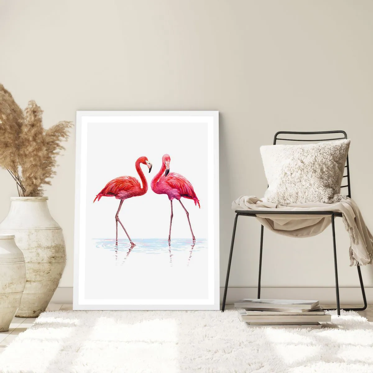 Plakát v bílém rámu - Růžové rendez-vous - 70x100 cm