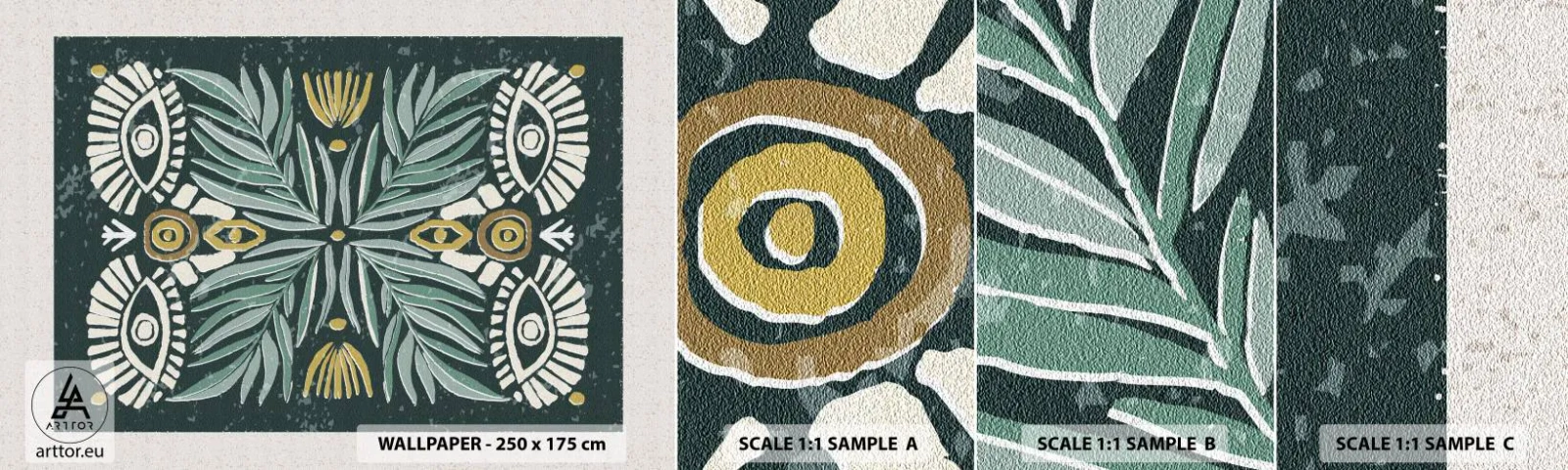 Vzor Fototapety Samolepicí Deluxe Sticker - Jako lidová vystřihovánka - Boho, Vzor, Botanika - 100x30 cm