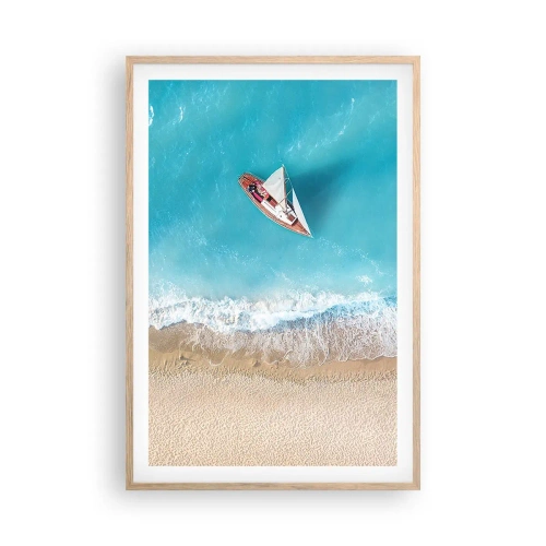 Plakát v rámu světlý dub - Na hranici modré a zlaté - 61x91 cm