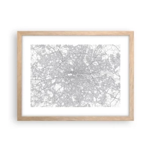 Plakát v rámu světlý dub - Mapa londýnského labyrintu - 40x30 cm