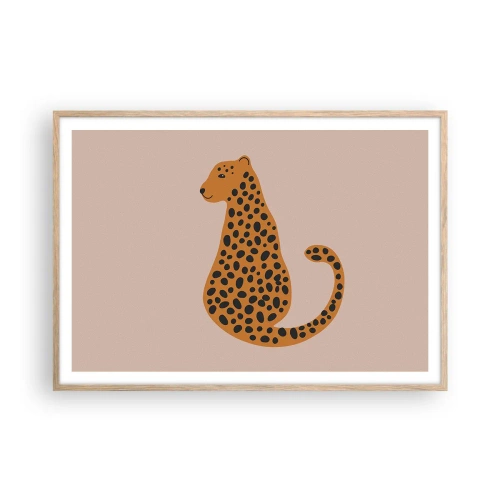 Plakát v rámu světlý dub - Leopardní vzor je v módě - 100x70 cm