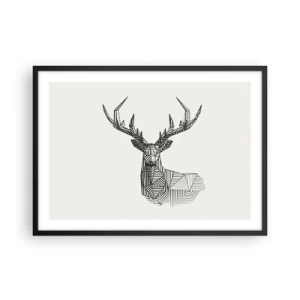 Plakát v černém rámu - Jelen v kubistickém stylu - 70x50 cm