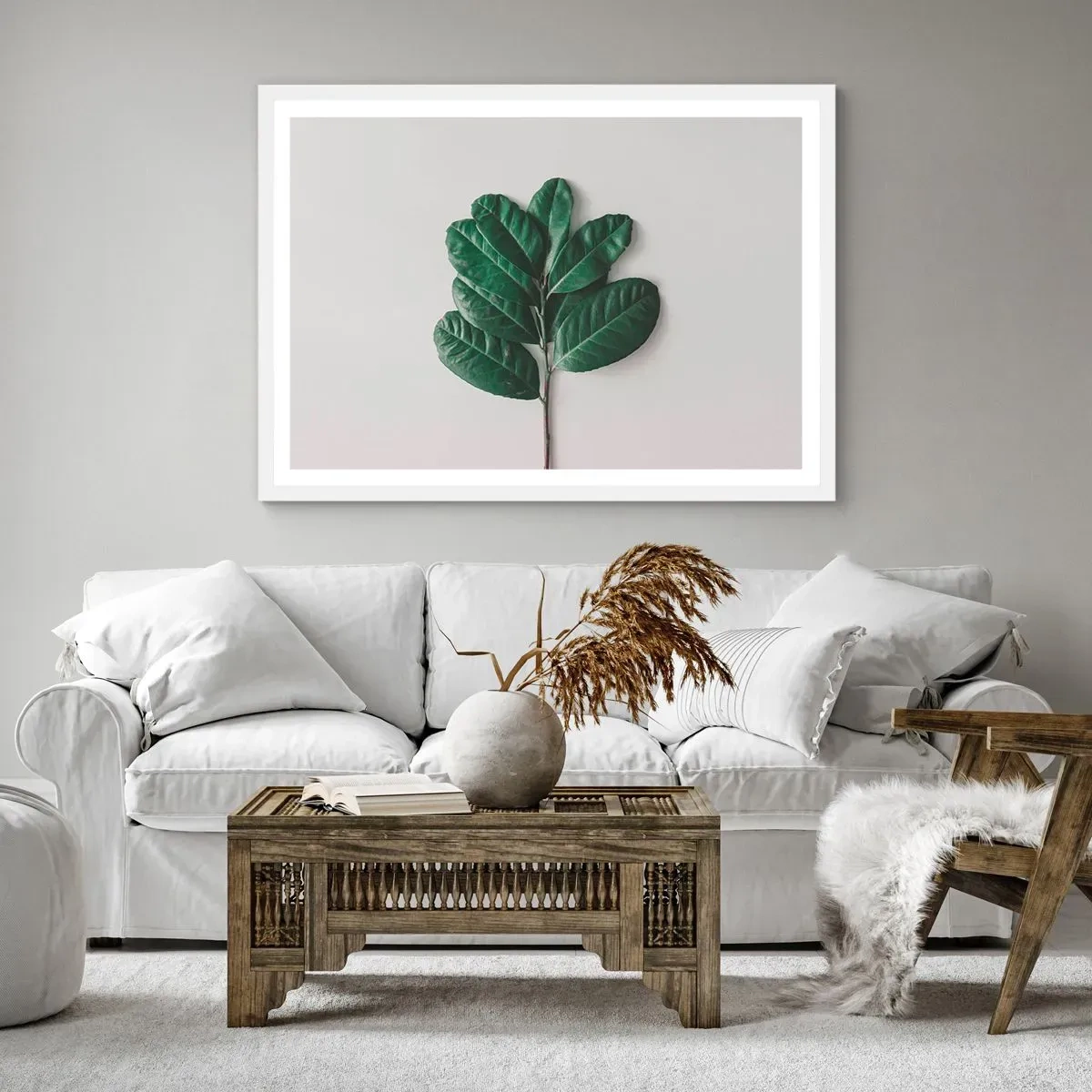 Plakát v bílém rámu - Kresba samotné přírody - 91x61 cm