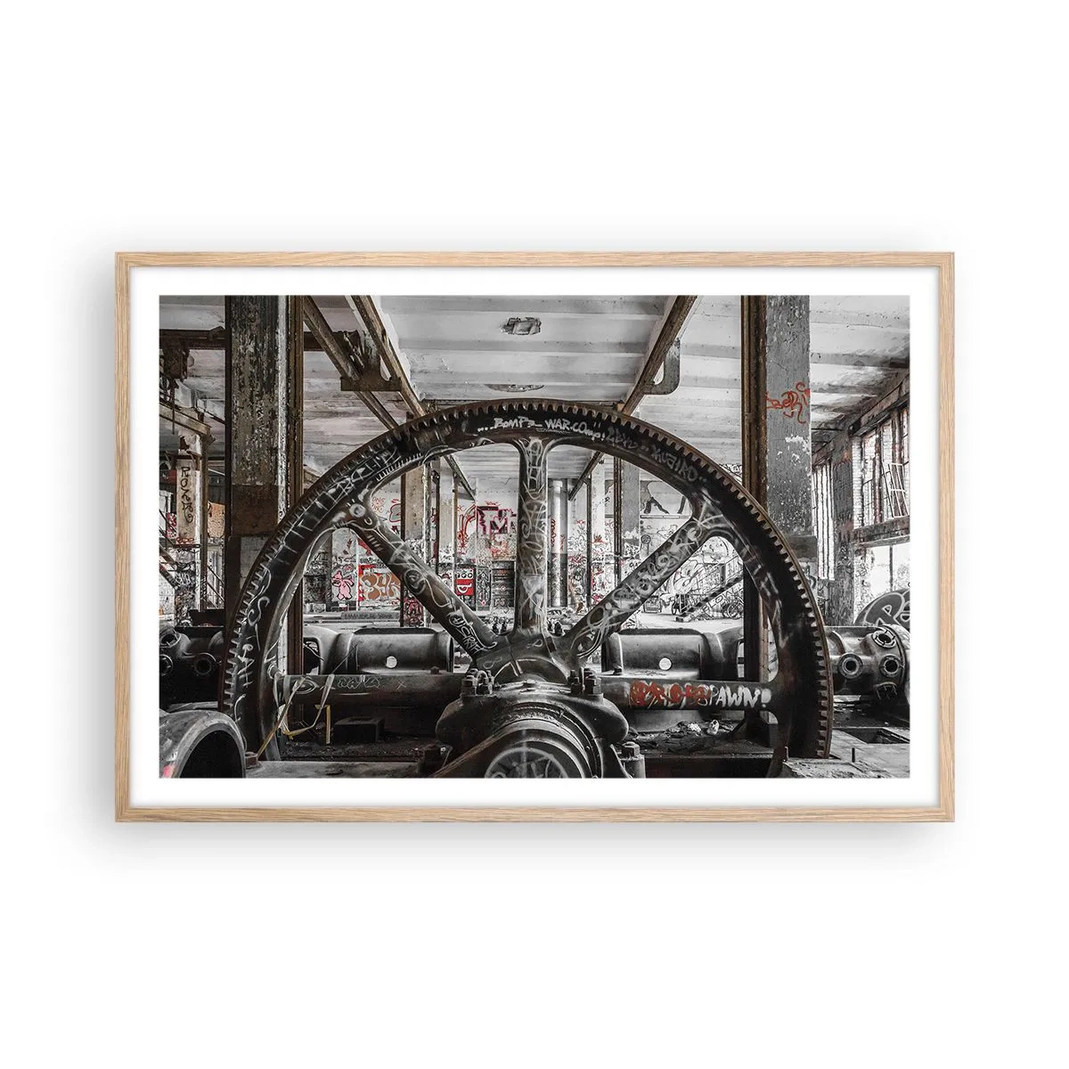 Plakát v rámu světlý dub - Tajný život továrny - 91x61 cm