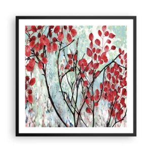 Plakát v černém rámu - Strom v šarlatové - 60x60 cm