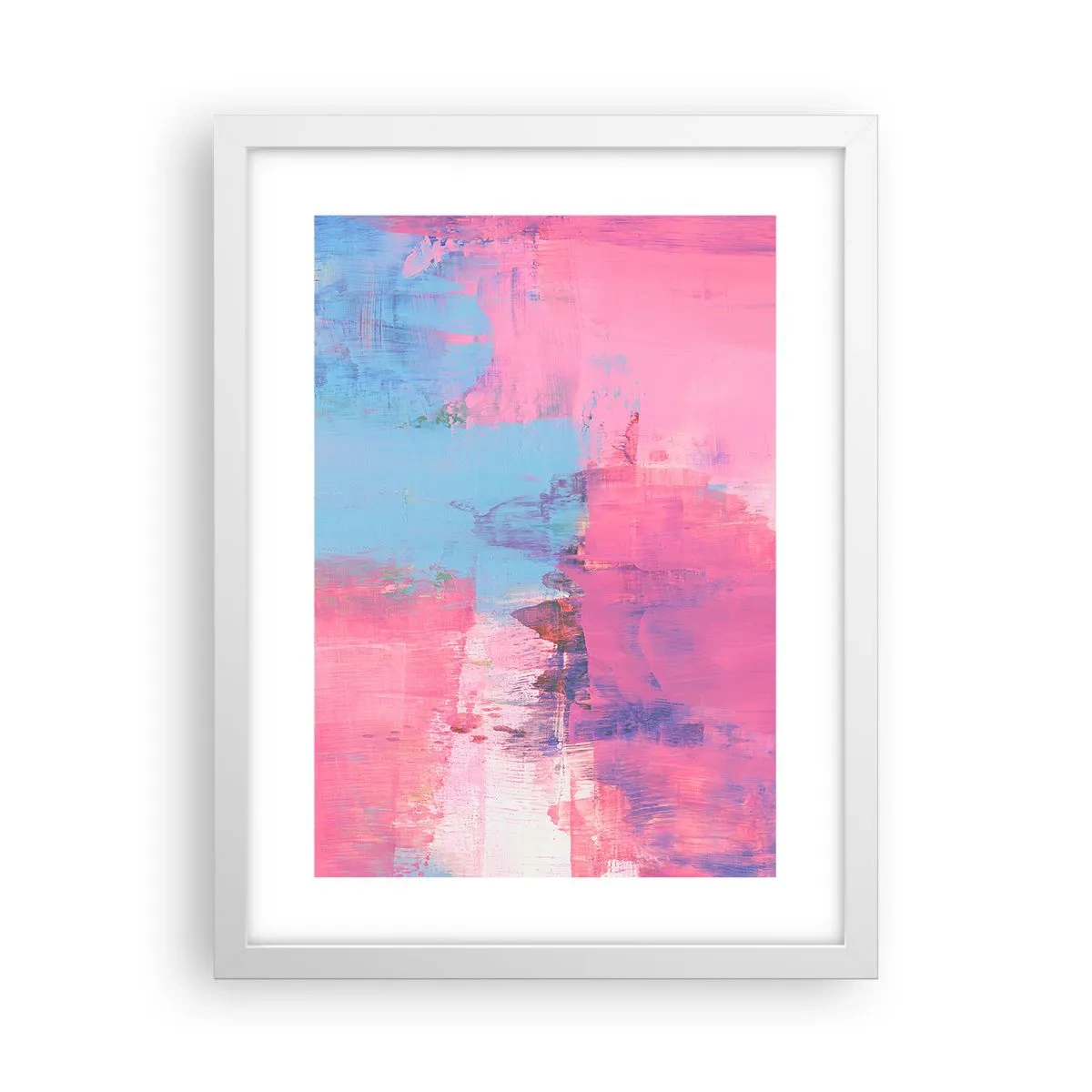 Plakát v bílém rámu - Růžová, modrá a špetka světla - 30x40 cm