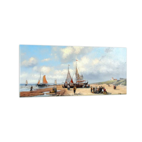 Obraz na skle - Po úspěšném rybolovu - 120x50 cm