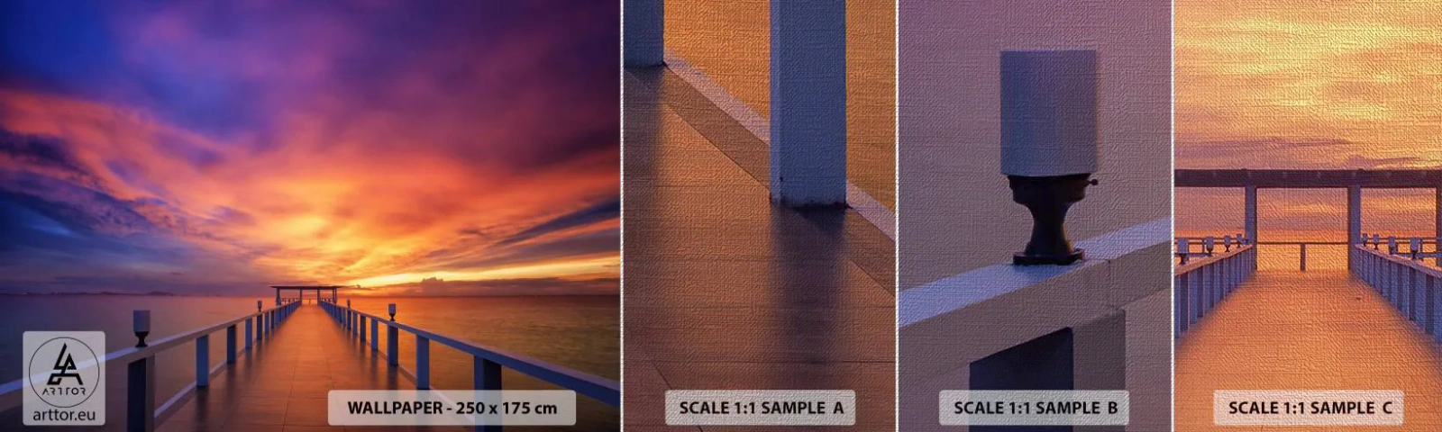 Vzor Fototapety Premium Canvas - Bez konce - Krajina, Molo, Západ slunce - 100x30 cm