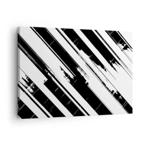 Obraz na plátně - Černobílé čáry a geometrické vzory v moderním stylu - 70x50cm - Intenzivní a dynamická kompozice - Moderní nástěnná dekorace do obývacího pokoje a ložnice ARTTOR