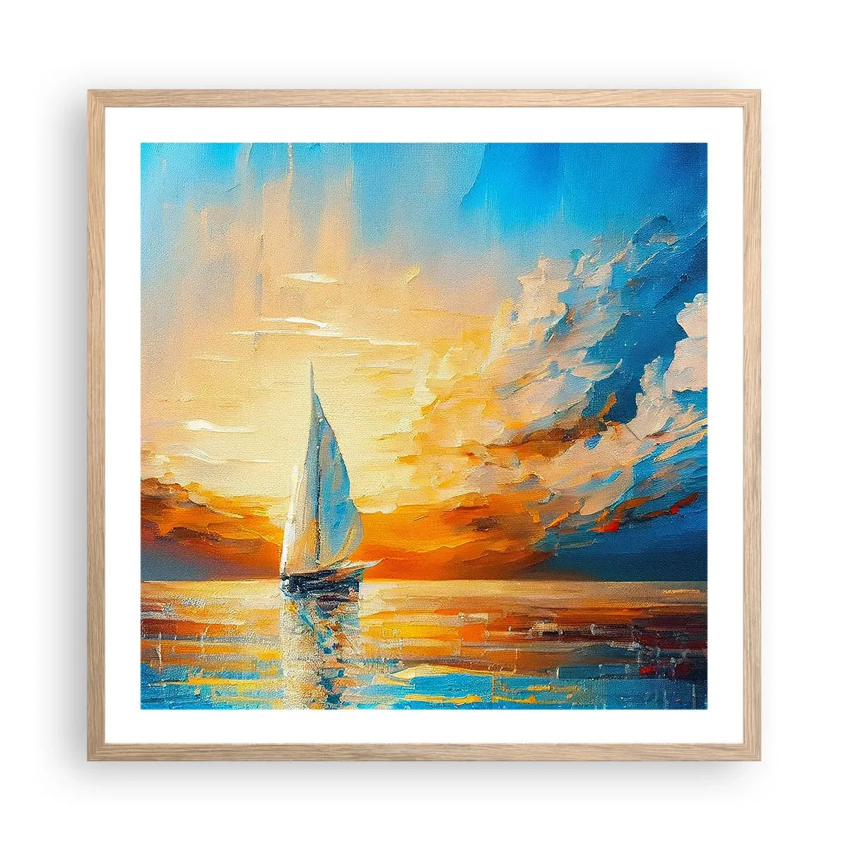 Plakát v rámu světlý dub - Plavba ve zlatě - 60x60 cm