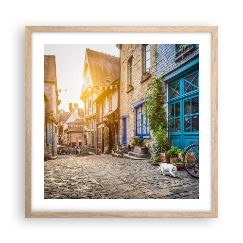 Plakát v rámu světlý dub - Bílý duch městečka - 50x50 cm