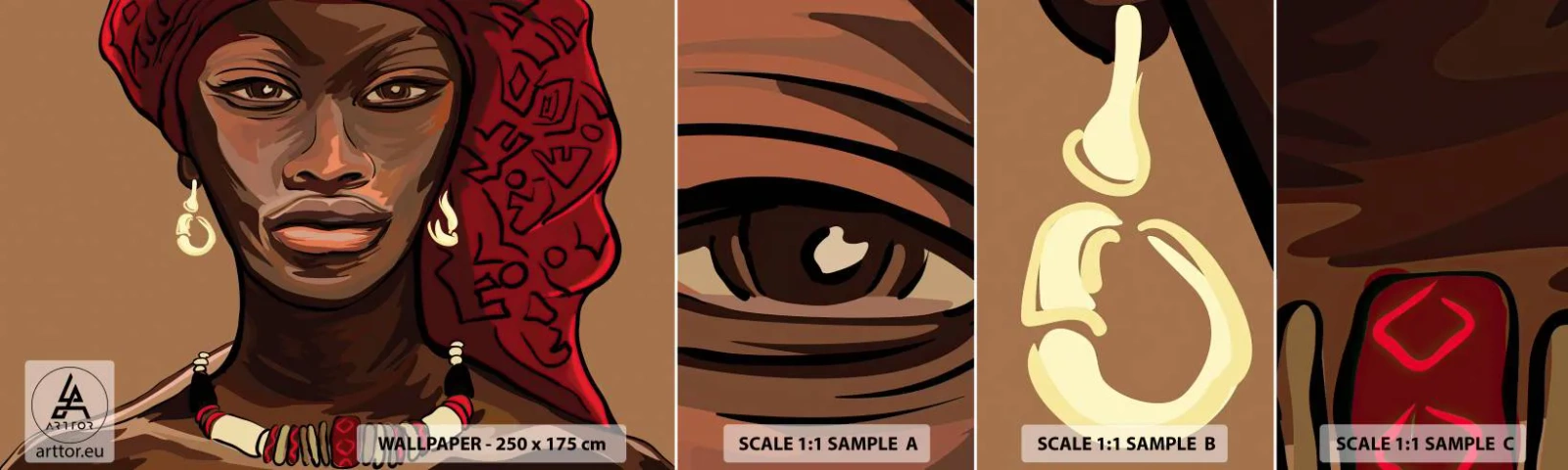 Vzor Fototapety Samolepicí Deluxe Sticker - Ebenová Venuše - Žena, Afrika, Kultura - 100x30 cm