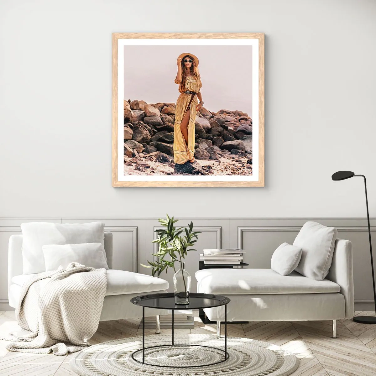 Plakát v rámu světlý dub - Kouzlo kamenů - 60x60 cm