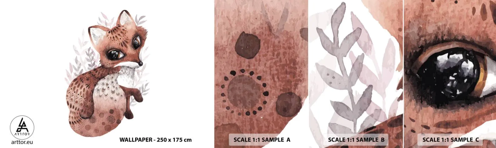 Vzor Fototapety Samolepicí Deluxe Sticker - Prostě se zamilovat - Pro děti, Liška, Pohádka - 100x30 cm