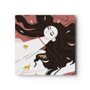 Nástěnné hodiny - Sen o zlatém koni - 30x30 cm