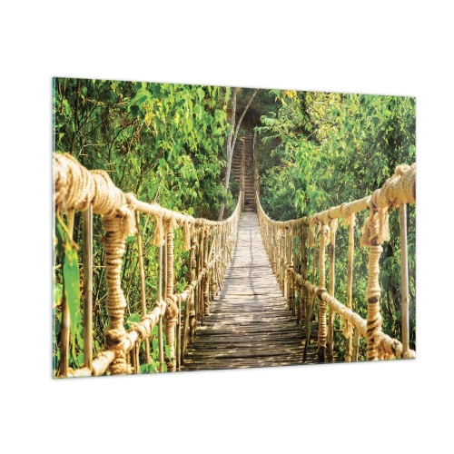 Obraz na skle - Zavěšený v zelené - 100x70 cm