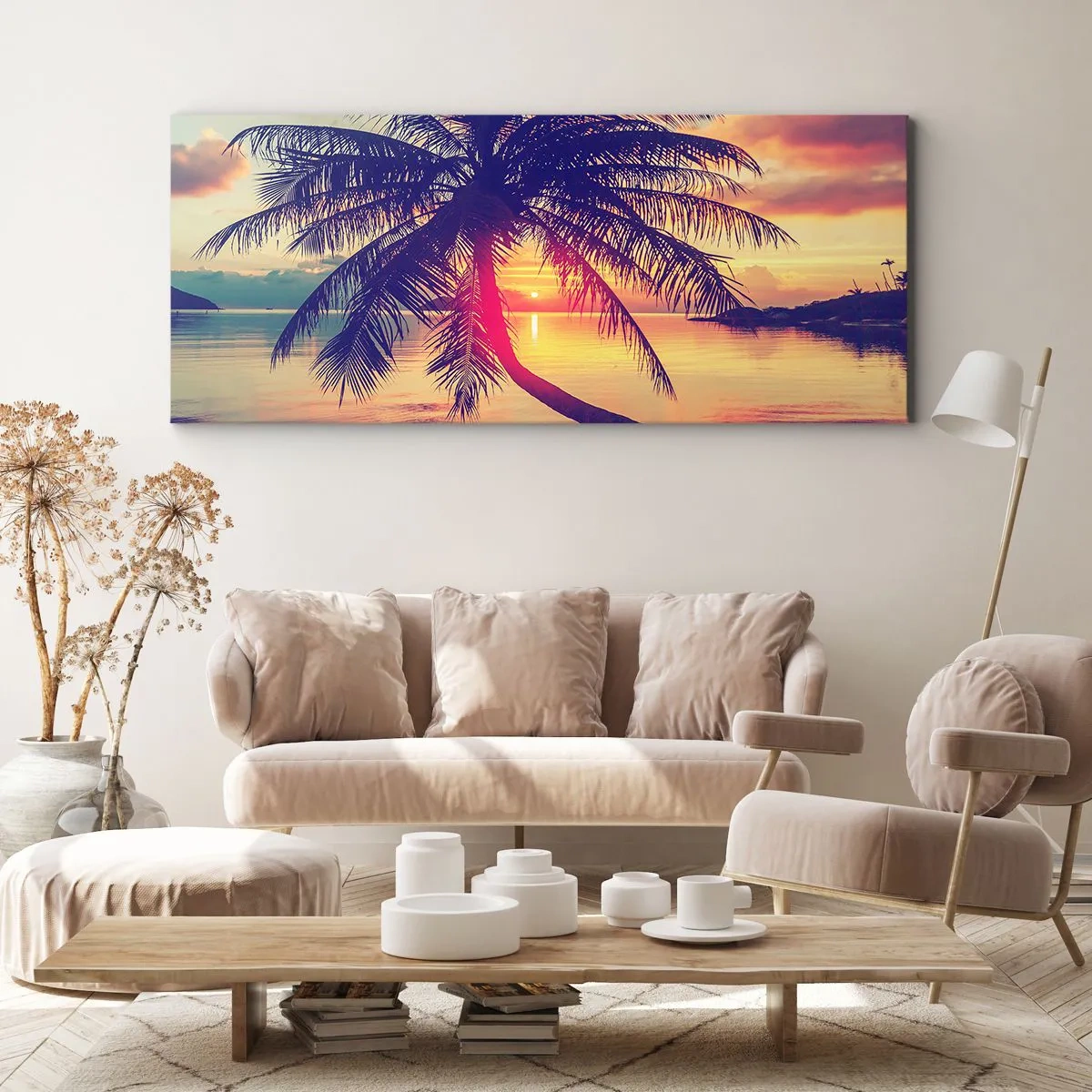 Obraz na plátně - Večer pod palmami - 100x40 cm