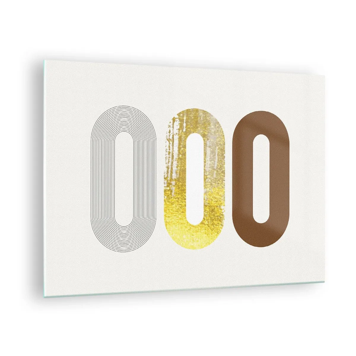 Obraz na skle - Moderní geometrická grafika ve zlaté a bronzové barvě - 70x50cm - Ooo! - Moderní nástěnná dekorace do obývacího pokoje a ložnice ARTTOR