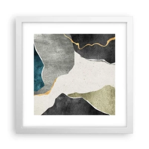 Plakát v bílém rámu - Mozaiková kompozice se zlatou nití - 30x30 cm