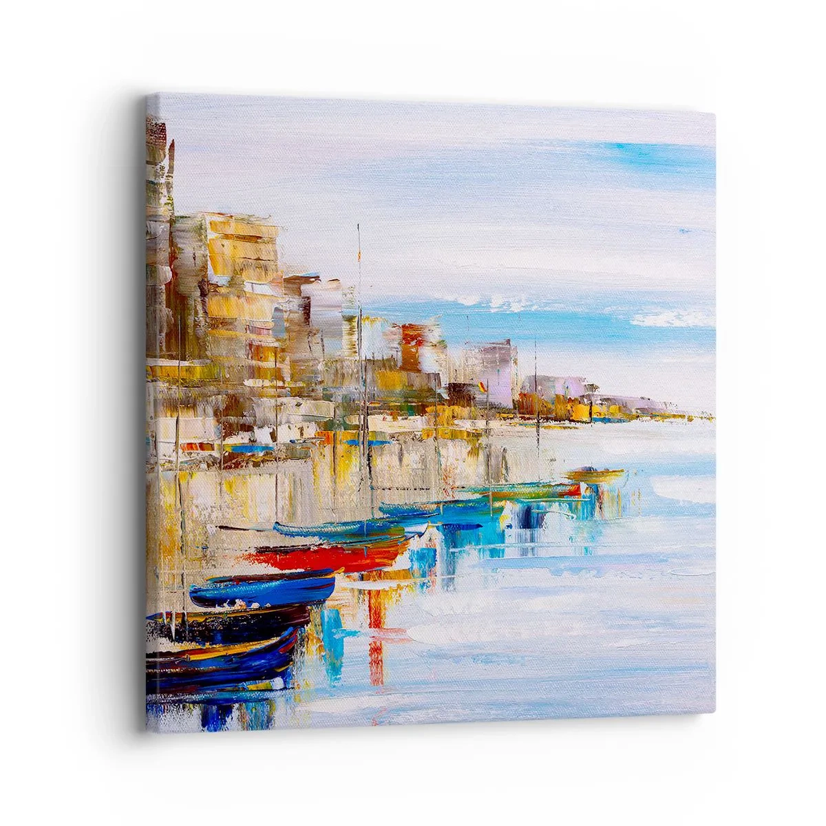 Obraz na plátně - Vícebarevný městský přístav - 30x30 cm