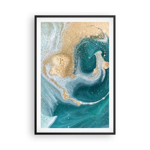 Plakát v černém rámu - Vír zlaté a tyrkysové - 61x91 cm