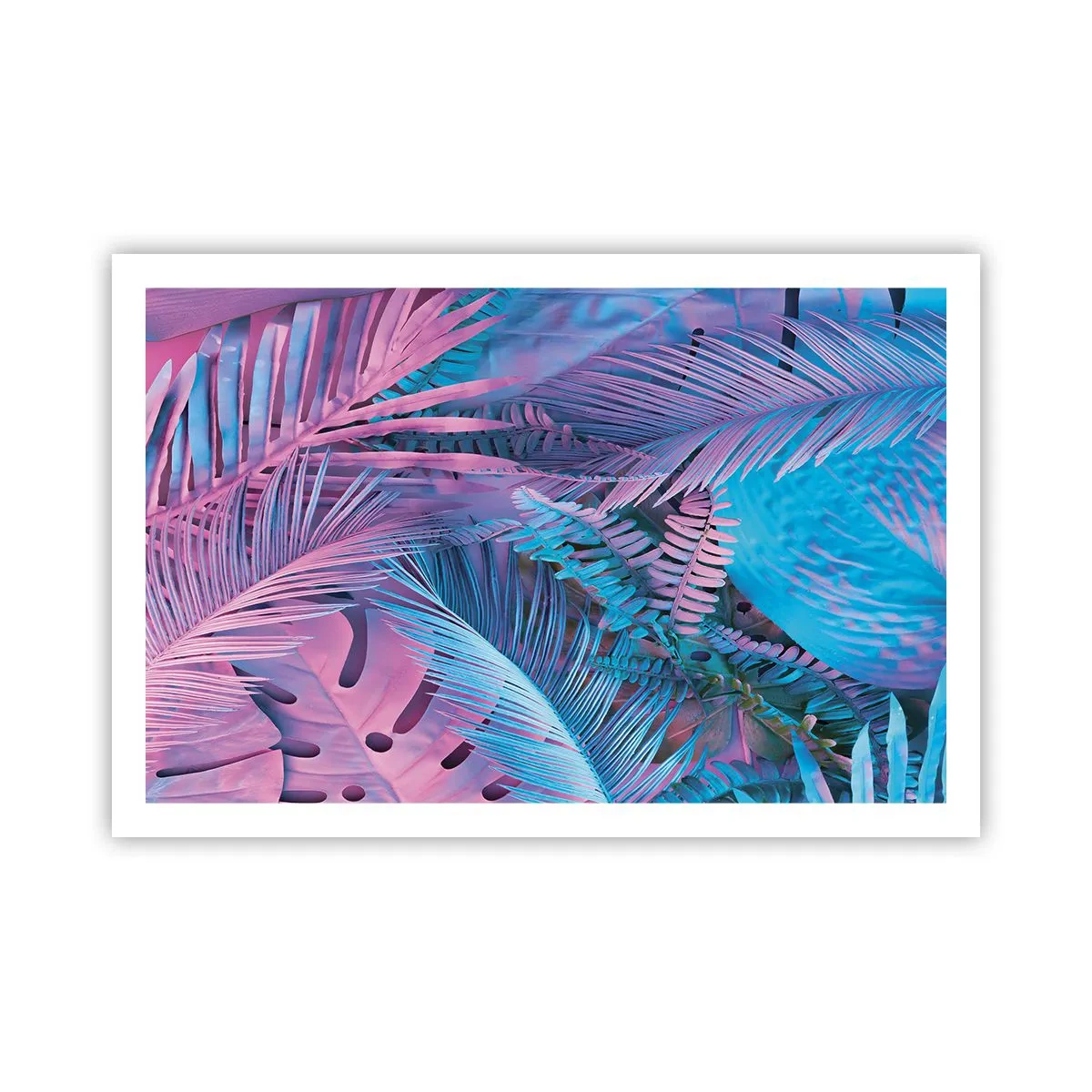 Plakát - Tropy v růžové a modré - 91x61 cm