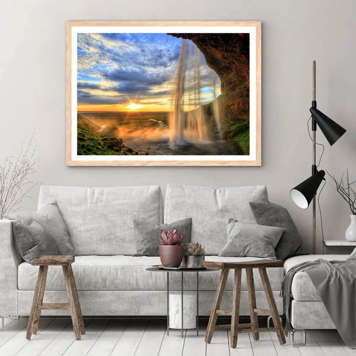 Plakát v rámu světlý dub - Svět za závojem kapek - 40x30 cm