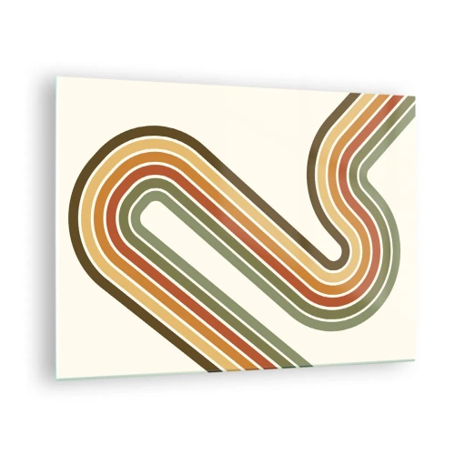 Obraz na skle - Geometrická abstrakce v retro stylu s vlnovkami - 70x50cm - Kličkování do cíle - Moderní nástěnná dekorace do obývacího pokoje a ložnice ARTTOR