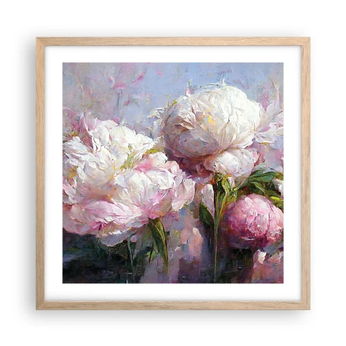 Plakát v rámu světlý dub - Kytice překypující životem - 50x50 cm