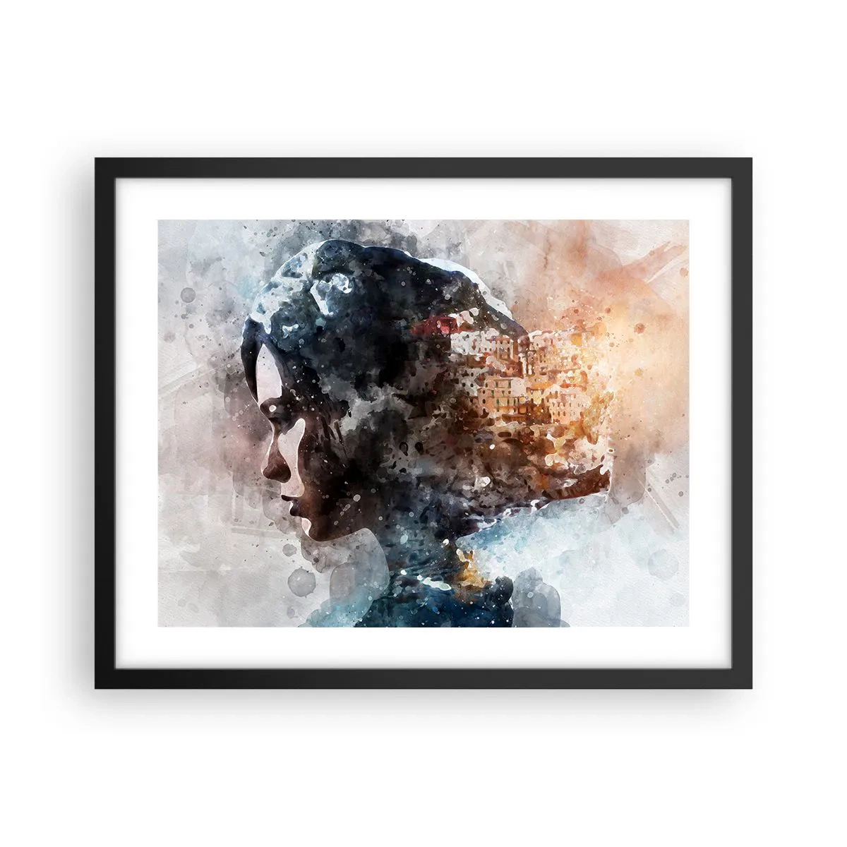 Plakát v černém rámu - Příběh o dívce s městem v pozadí - 50x40 cm