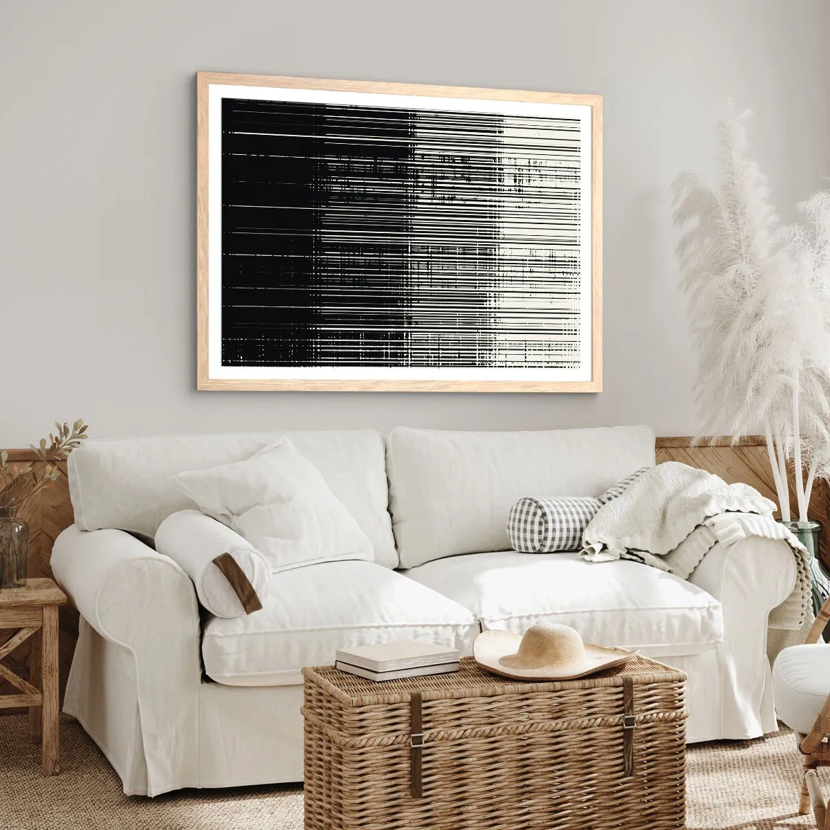 Plakát v rámu světlý dub - Vlny a vibrace - 100x70 cm