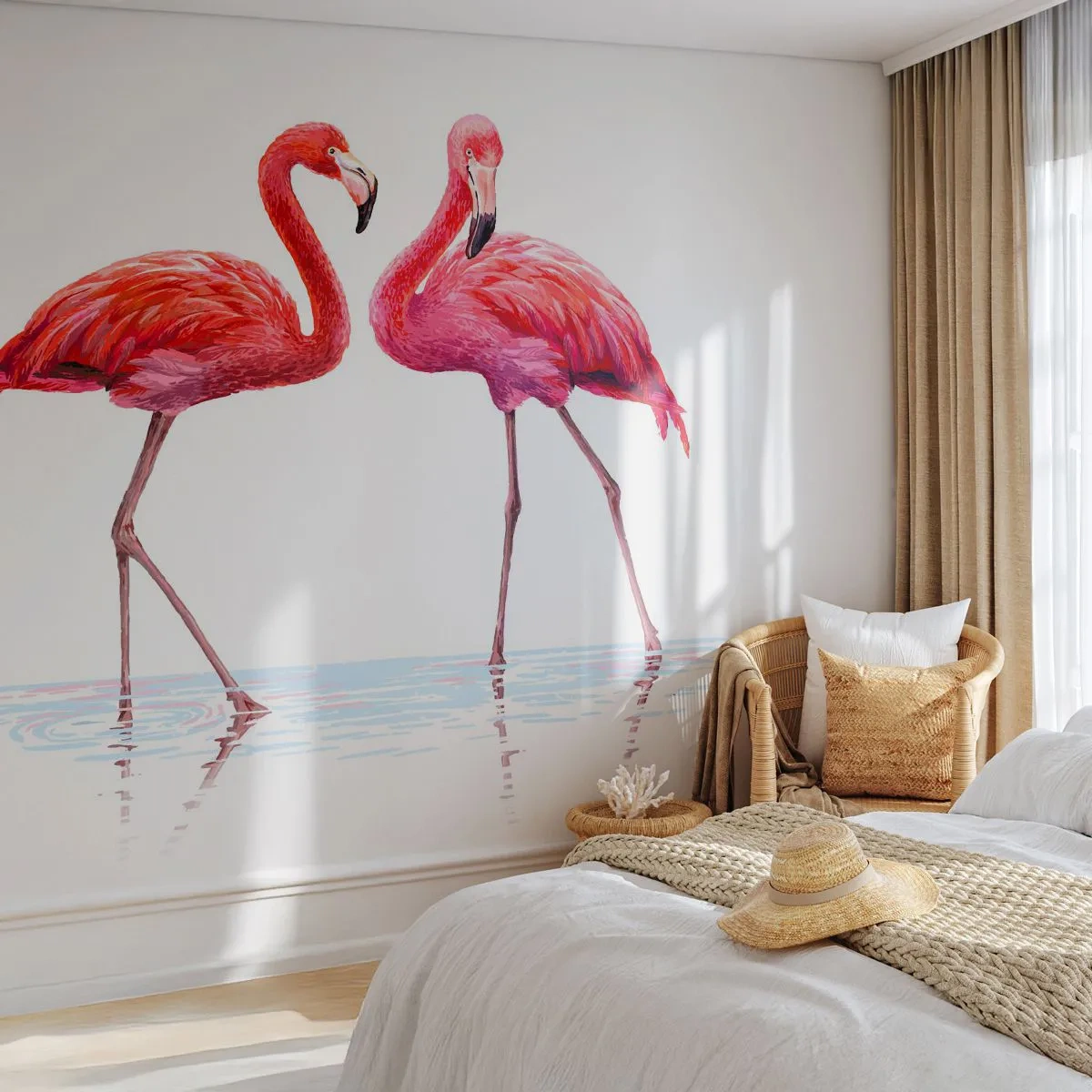 Fototapeta Standard Eco - Růžové rendez-vous - Plameňáci, Ptactvo, Kus - 350x256 cm