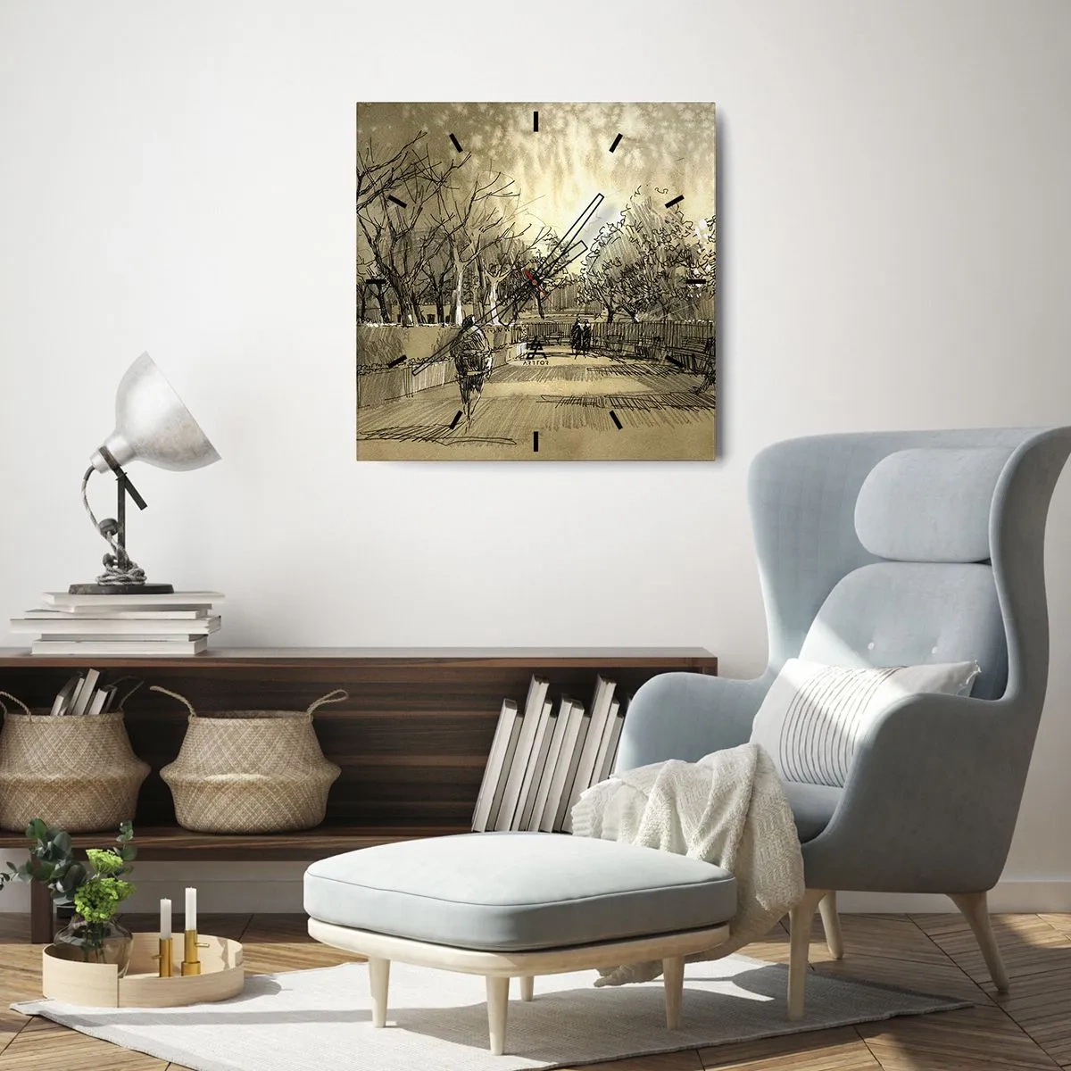 Nástěnné hodiny - Pírkem zastavený okamžik - 30x30 cm