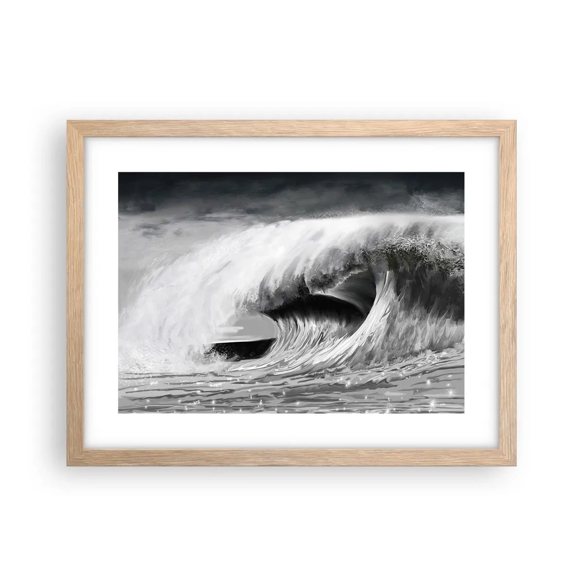 Plakát v rámu světlý dub - Hněv oceánu - 40x30 cm