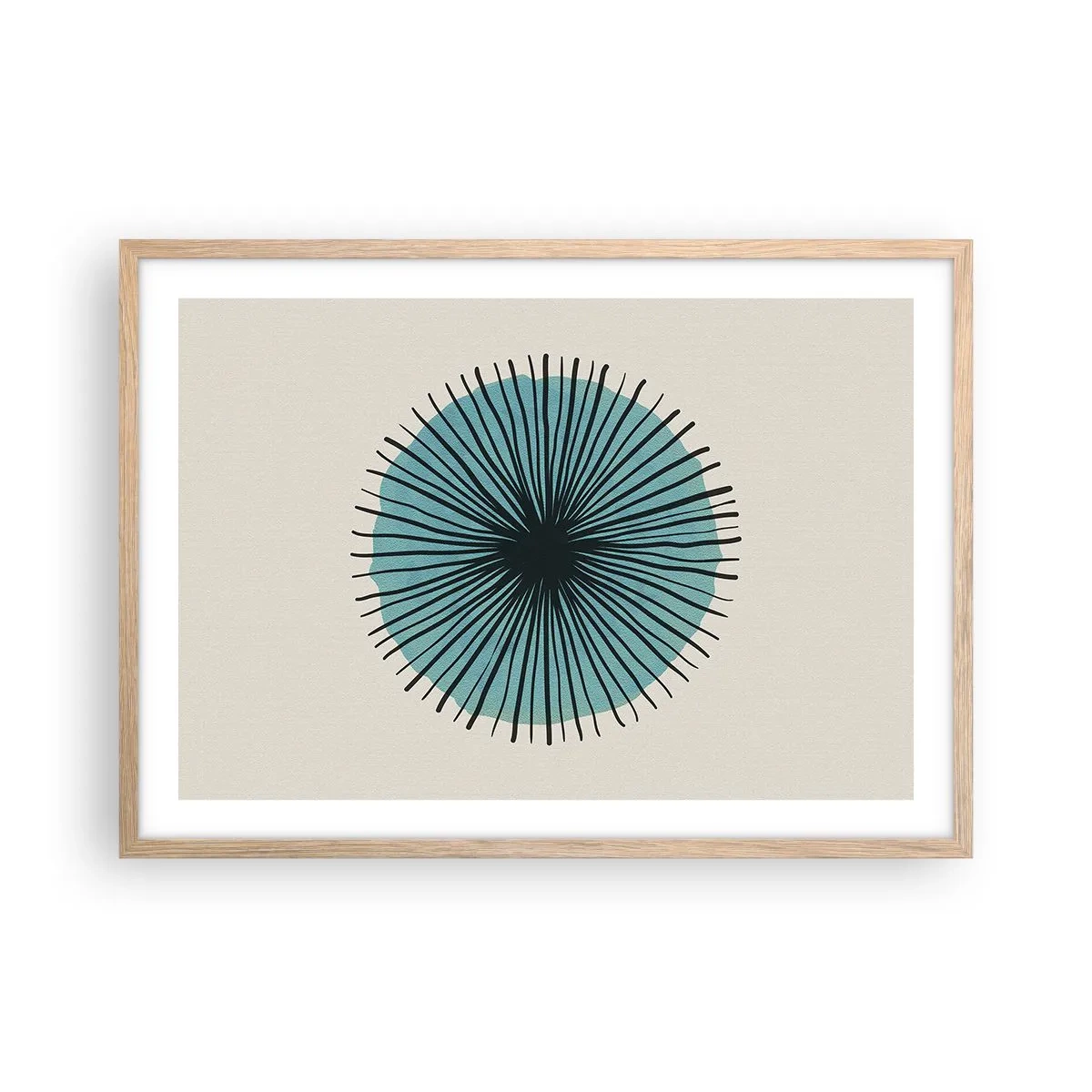Plakát v rámu světlý dub - Zářící modrá - 70x50 cm