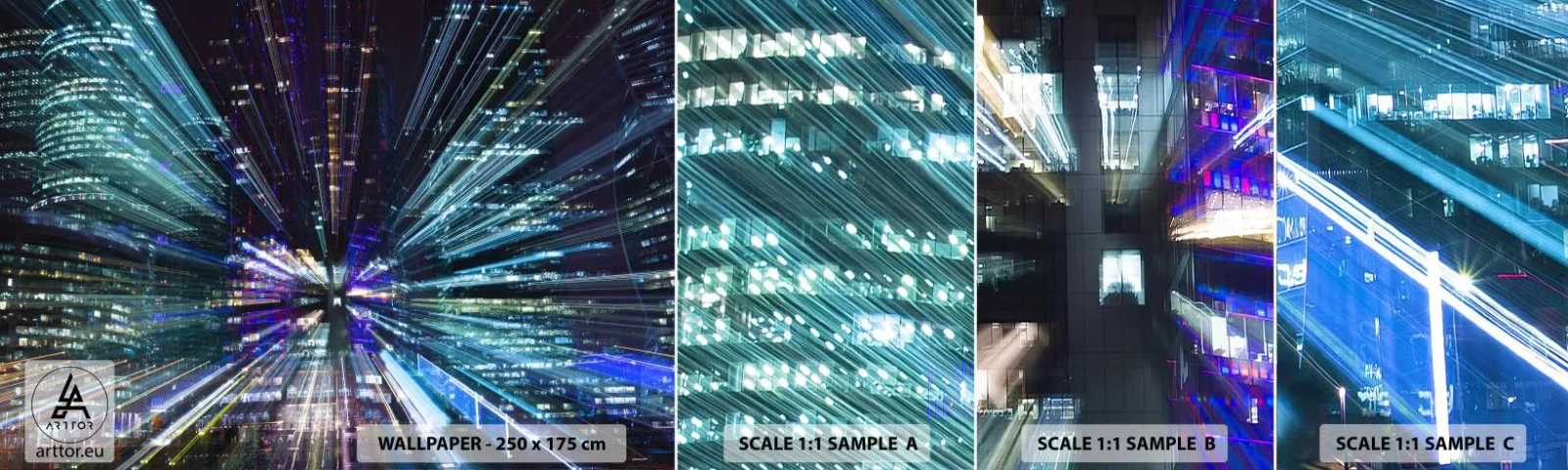 Fototapeta Vzorek Standard Eco - Přechod do hyperprostoru - Abstrakce, Město, Grafika - 100x30 cm