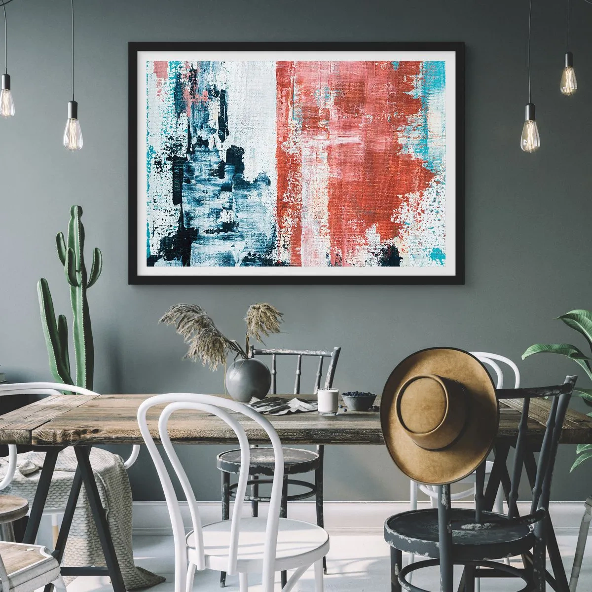 Plakát v černém rámu - Abstraktní půl na půl - 40x30 cm
