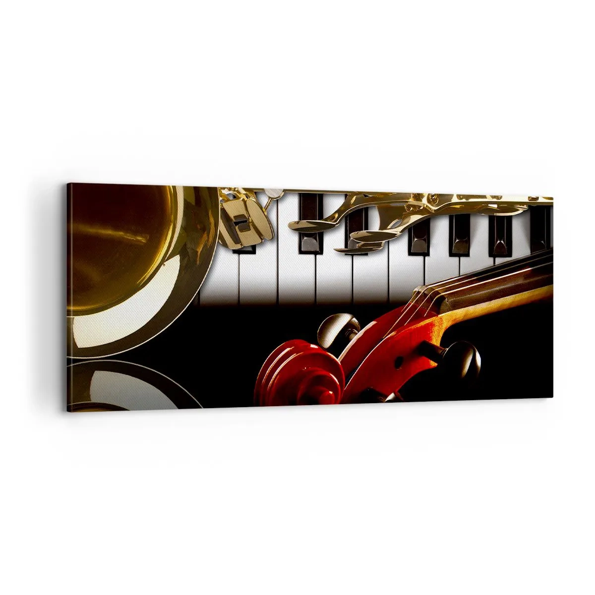 Obraz na plátně - Plech, dřevo a slonovinová kost - 100x40 cm