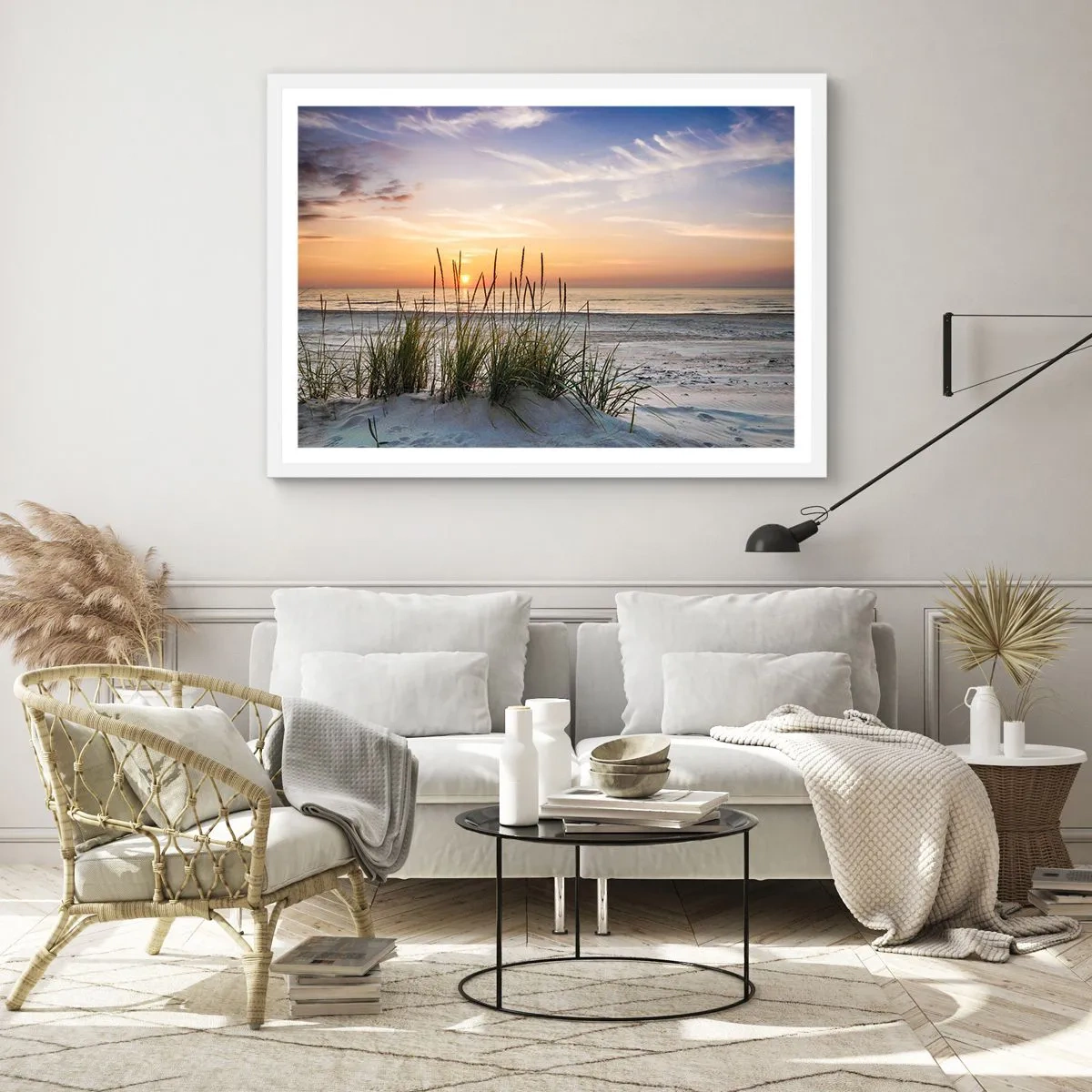 Plakát v bílém rámu - Podívej se, představ si a pociť - 70x50 cm